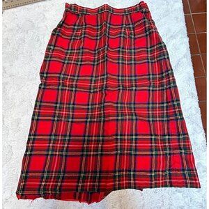 Vintage The Scottish Shop Womens Sz 10 Wool Plaid Straight Pencil Midi Skirt Red